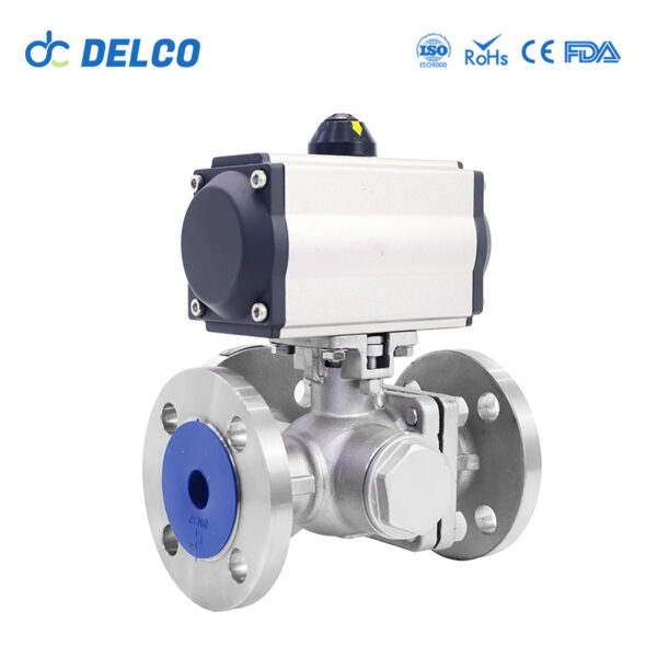 3 Way Pneumatic Flange Ball Valves