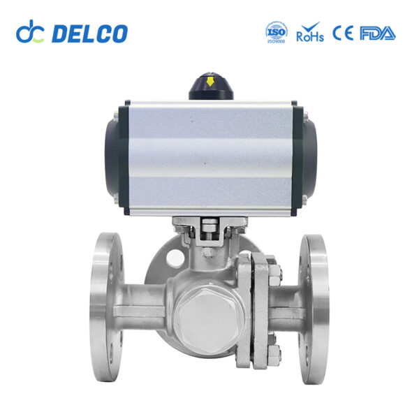 3 Way Pneumatic Flange Ball Valves