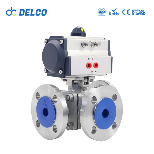 3 Way Pneumatic Flange Ball Valves