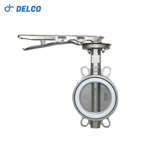 DELCO Keluli Tahan Karat EPDM Duduk Wafer Manual Butterfly Valve