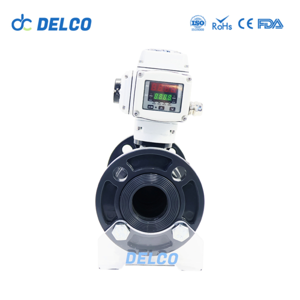 DELCO Electric Double Union Flange Type Plastic PVC Ball Valve