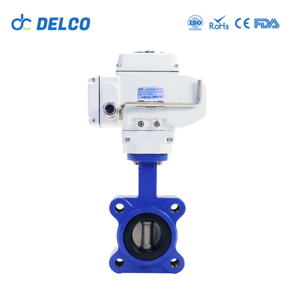 DELCO Soft Seal Cast Iron Wafer Electric Butterfly Valve