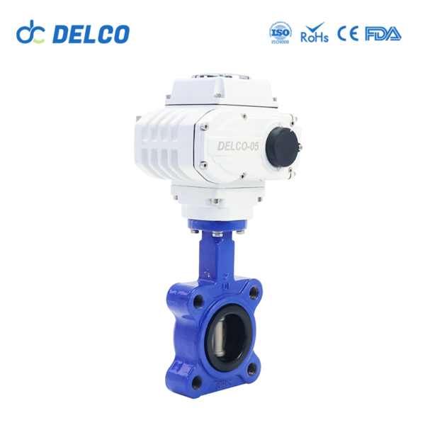 DELCO Soft Seal Cast Iron Wafer Electric Butterfly Valve