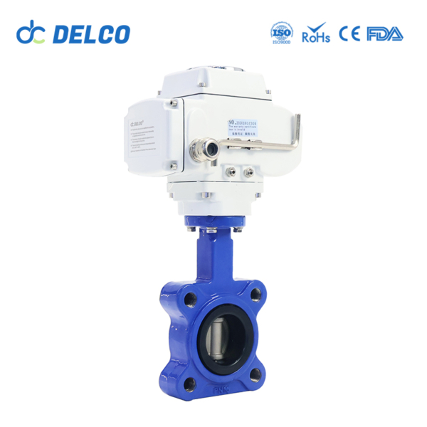 DELCO Soft Seal Cast Iron Wafer Electric Butterfly Valve